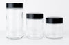 3OZ GLASS TALL CR FLINT JAR WITH BLACK OR WHITE SMOOTH LIDS