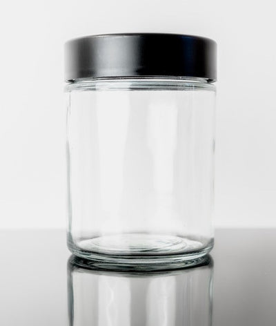 18 oz Glass Tall CRC Flint Jar with Black Smooth CRC Lids (36pcs per case)