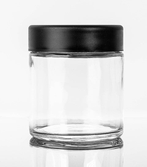 3oz Glass Tall CRC Flint Jar with Black or White Smooth CRC Lids (150 pcs)