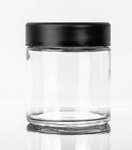 
  
	
    
	
    3oz Glass Tall CRC Flint Jar with Black or White Smooth CRC Lids (150 pcs)