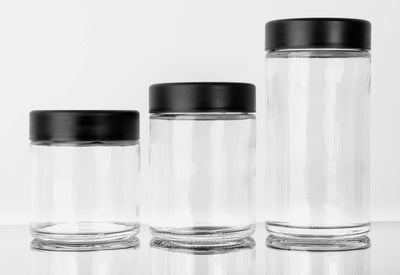 4oz Glass Tall CRC Flint Jar with Black or White Smooth CRC Lids (100 pcs)